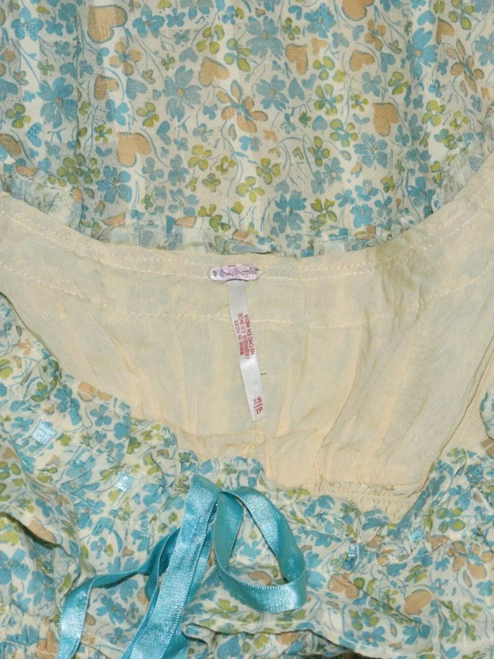 Free People Tasha Mini Dress Floral Printed Smocked Puff Sleeve XS - Picture 7 of 7
